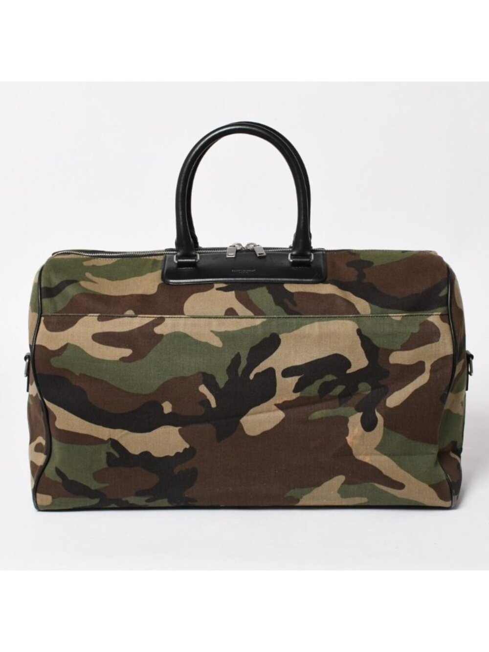 Saint Laurent Boston Bag Camo Leather Silver